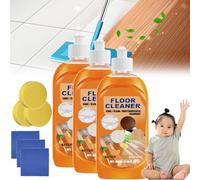 Life Sunny Floor Cleaner, Lifesunny Floor Cleaner, Powerful Decontamination Floor Cleaner, Multipurpose Floor Cleaner for Wood, Floor Cleaner Orange with sponge and rag, Rinse Free (3)