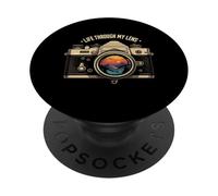 Life Through My Lens Camera Photographer Nature Sunset Art PopSockets Adhesive PopGrip