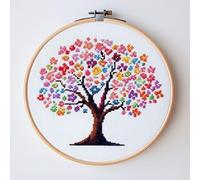 Life Tree Cross Stitch Kits for Beginners Adults,11 CT Patterns Dimensions Embroidery Kits Arts Craft Kits, Home Decor 13.7 x 13.7in,35x35cm（504 A