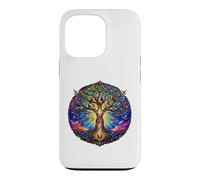 Life Tree Medieval Gothic Cathedral Mosaic Art Circle Case for iPhone 13 Pro