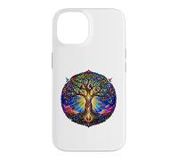Life Tree Medieval Gothic Cathedral Mosaic Art Circle Case for iPhone 14
