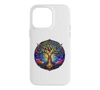 Life Tree Medieval Gothic Cathedral Mosaic Art Circle Case for iPhone 14 Pro Max
