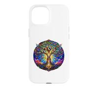 Life Tree Medieval Gothic Cathedral Mosaic Art Circle Case for iPhone 15