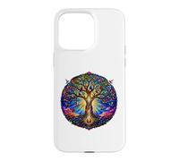 Life Tree Medieval Gothic Cathedral Mosaic Art Circle Case for iPhone 15 Pro Max