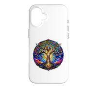 Life Tree Medieval Gothic Cathedral Mosaic Art Circle Case for iPhone 16