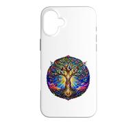Life Tree Medieval Gothic Cathedral Mosaic Art Circle Case for iPhone 16 Plus