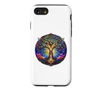 Life Tree Medieval Gothic Cathedral Mosaic Art Circle Case for iPhone SE (2020) / 7/8
