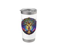 Life Tree Medieval Gothic Cathedral Mosaic Art Circle Stainless Steel Insulated Tumbler