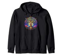 Life Tree Medieval Gothic Cathedral Mosaic Art Circle Zip Hoodie