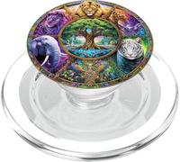 Life Tree with wild Animals Fantasy Wildlife Mandala PopSockets PopGrip for MagSafe