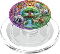Life Tree with wild Animals Fantasy Wildlife Mandala PopSockets PopGrip for MagSafe