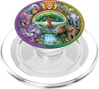 Life Tree with wild Animals Fantasy Wildlife Mandala PopSockets PopGrip for MagSafe