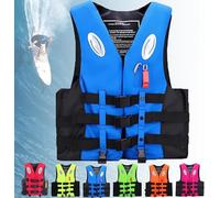 Life Vests for Adult Kids, Paddle Board Buoyancy Aids, Adjustable Swim Vest with Whistle and Reflective Strip for Whose Weight 20-100KG(Blue,S)