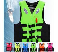 Life Vests for Adult Kids, Paddle Board Buoyancy Aids, Adjustable Swim Vest with Whistle and Reflective Strip for Whose Weight 20-100KG(Groen,S)