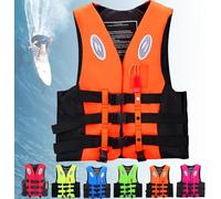 Life Vests for Adult Kids, Paddle Board Buoyancy Aids, Adjustable Swim Vest with Whistle and Reflective Strip for Whose Weight 20-100KG(Orange,L)