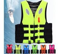 Life Vests for Adult Kids, Paddle Board Buoyancy Aids, Adjustable Swim Vest with Whistle and Reflective Strip for Whose Weight 20-100KG(Yellow,XL)