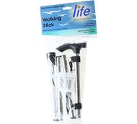 Life Healthcare Walking Stick for Women, for Elderly Or Disabled, Folding Adjustable Height, Right Or Left Handed, Non-Slip Rubber Tip, Wrist Strap, Lightweight (Silver)