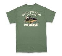 Life Well Lived Men's Gone Fishing T-Shirt in Green | Size: Medium Life Well Lived Green M