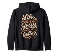 Life With Jesus Only Gets Better - Vintage Christian Zip Hoodie