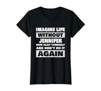Life Without Jennifer Funny Jennifer Name Value Graphic T-Shirt, Women, Black, S