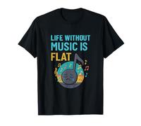 Life Without Music Is Flat Music Humor Print T-Shirt