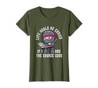 Life Would Be Easier If I Had The Source Code | Ninja Coder T-Shirt, Women, Olive Green, X-Large