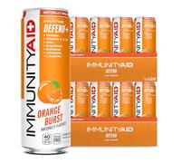 LifeAid IMMUNITYAID Orange Burst - Health & Immune Support Multivitamin Drink with Vitamin C, D3, Zinc, Magnesium, Turmeric & Echinacea - Caffeine-Free & Low Sugar - Agave Nectar & Stevia, 24×355 ml