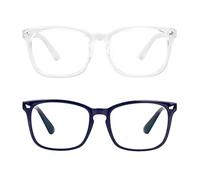 LifeArt 2 Pairs Blue Light Blocking Glasses, Anti Eyestrain, Computer Reading Glasses with Spring Hinge, Gaming Glasses, TV Glasses for Women Men (Navy&Clear, +2.50 Magnification)