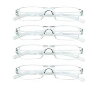 LifeArt 4 Pairs Reading Glasses, Blue Light Blocking Glasses, Computer Reading Glasses for Women and Men, Fashion Square Eyewear Frame(4 Clear, 2.25 Magnification)