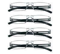 LifeArt 4 Pairs Reading Glasses, Blue Light Blocking Glasses, Computer Reading Glasses for Women and Men, Fashion Square Eyewear Frame (4 Black, 1.75 Magnification)