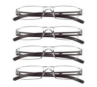 LifeArt 4 Pairs Reading Glasses, Blue Light Blocking Glasses, Computer Reading Glasses for Women And Men, Fashion Rectangle Eyewear Frame (Brown,+1.50 Magnification)