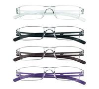 LifeArt 4 Pairs Reading Glasses, Blue Light Blocking Glasses, Computer Reading Glasses for Women and Men, Fashion Square Eyewear Frame (4 Colors, 2.25 Magnification)