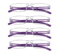 LifeArt 4 Pairs Reading Glasses, Blue Light Blocking Glasses, Computer Reading Glasses for Women, Fashion Rectangle Eyewear Frame (Purple,+2.00 Magnification)