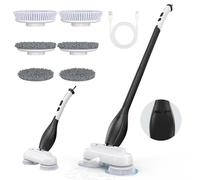 LifeBasis 2-in-1 Electric Spin Mop & Scrubber with IPX8 Waterproof Spray Mop 800ML Water Tank Electric Scrubber and Adjustable Extended Handle for Marble, Laminate, Hardwood, and Tile Floors black