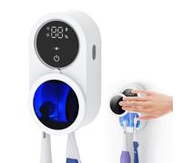 LifeBasis UV Toothbrush Sanitizer Wall Mounted Holder with Dual Disinfection, 50-Day Rechargeable Long-Lasting Battery, Air-Drying, and LED Smart Sensing Toothbrush Holders for Bathroom
