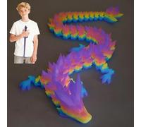 LifeBeWise 24 Inch Large 3D Printed Dragon, 3D Printed Animals Fidget Toy Articulated Crystal Dragon, Large Dragons Present, Home Office Decor Executive Desk Toys