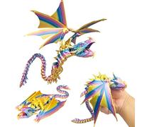 LifeBeWise 3D Printed Dragon, 12 Inch Articulated Dragon with Wings, Flying Crystal Dragons 3D Printed Animals, Birthday Gift, Home Decor Executive Desk Toys
