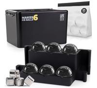 LifeBox 6 Ice Ball Maker Mold - Sphere Ice Mold Makes 6 Crystal Clear Ice Balls - Whiskey Ice Cubes Mold Includes Ice Storage Bag & 4 Whiskey Stones - Round Ice Cube Mold Makes Ice Cube Balls