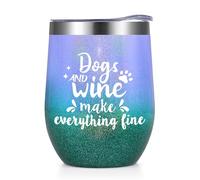 Lifecapido Dog Mom Gifts for Women, Dogs Make Everything Better Wine Tumbler witn Lid & Straw, Wine Gifts for Women Friends Wife on Christmas Birthday(12 Oz Gradient)