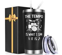 Lifecapido Drummer Gifts for Men, The Tempo is What I Say It Is 20oz Insulated Tumbler, Christmas Music Lover Musician Drummer Gifts for Drummers Men