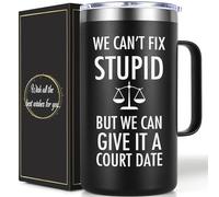 Lifecapido Lawyer Gifts for Men, We Can't Fix Stupid But We Can Give It A Court Date 20oz Insulated Coffee Mug, Attorney Gifts for Men, Black
