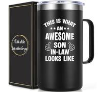 Lifecapido Son in Law Gifts, This is What an Awesome Looks Like 20oz Insulated Coffee Mug with Lid & Straw, Christmas Father's Day Birthday Gifts for Son in Law(Black)