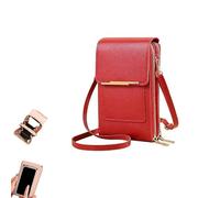 LIFECOSM 2026 New Anti-Theft Leather Bag for Women, Women's Touch Screen Mobile Phone Messenger Bag, Fashion Key Change Bag (Red)