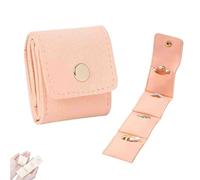 LIFECOSM Mini Travel Jewelry Bag, Travel Jewelry Roll Bag with Buckle,Foldable Portable Jewelry Organizers and Storage for Travel Essentials,Ring,Earring (Pink)