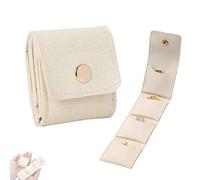 LIFECOSM Mini Travel Jewelry Bag, Travel Jewelry Roll Bag with Buckle,Foldable Portable Jewelry Organizers and Storage for Travel Essentials,Ring,Earring (White)