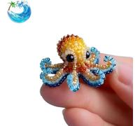 LIFECOSM Octopus Bead Embroidery Kit,Ocean Animals Three-Dimensional Embroidery Set,DIY Beadwork Craft Kit for Beginners with Full-Color Instruction. (Octopus A)