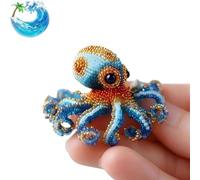 LIFECOSM Octopus Bead Embroidery Kit,Ocean Animals Three-Dimensional Embroidery Set,DIY Beadwork Craft Kit for Beginners with Full-Color Instruction. (Octopus b)