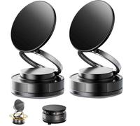 LIFECOSM Vipbugo Phone Holder, 360° Adjustable Vacuum Magnetic Phone Holder, Foldable Car Phone Holder with Rotatable Strong Suction Cup Mount for Car/Home (Black*2)