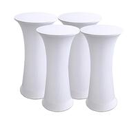 LIFEDX Spandex Cocktail Table Cover,Round Cocktail Tablecloth Stretch Tablecloths Fitted High Top Round Bar Table for Wedding Party Banquet Birthday Outdoor Party,White,4Pcs