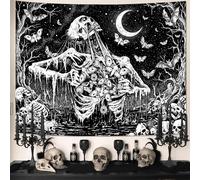 Lifeel Gothic Black and White Tapestry, Dark Skeleton Skull Moth Demon Moon Butterfly Tapestries for Living Room Dorm, 60x80 inches